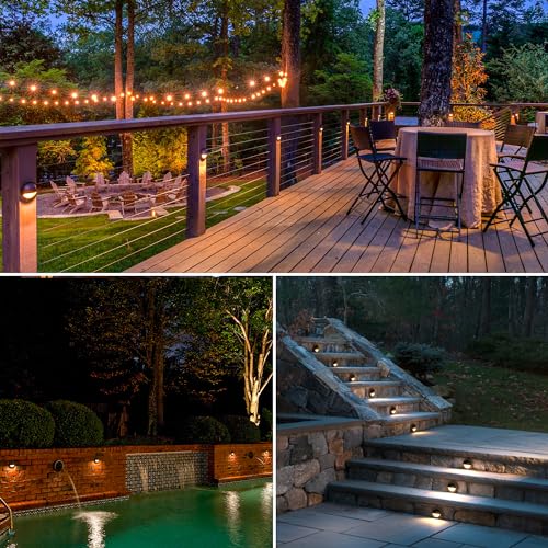 Image of SUNVIE 5W LED Low Voltage Deck Lights, 12-24V Step Lights Outdoor with Fastlock2 Wire Connectors, Low Voltage Landscape Lighting 3000K Warm White Deck Stair Light Waterproof for Fence Post, 6 Pack