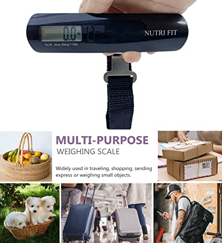 Nutri Fit Luggage Scale Portable Handheld Baggage Scale With Hook Heavy Duty Suitcase Scale For Travel,Overweight Alert Functions,50Kg/110Lbs,Backlight Lcd Display - Black #TOP6