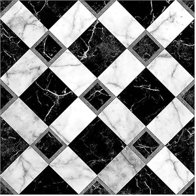 Nuxovilar Peel and Stick Vinyl Floor Tiles, 11.8"x11.8" Black & White Marble Diamond Pattern, 10-Pack Self-Adhesive Flooring