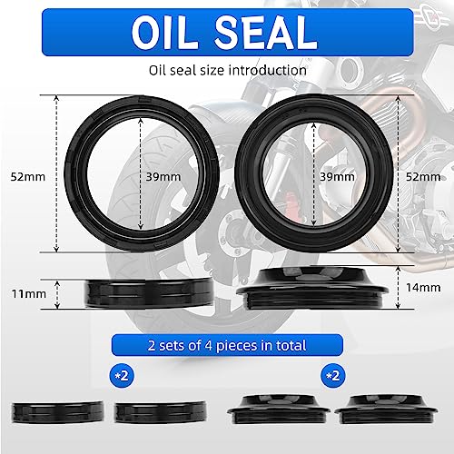 Image of 39mm x 52mm x 11mm Fork Oil Seals Kit For Harley XL883 Sportster Low /Super Low /Custom /Iron XL1200CA Sportster Custom Limited Edition XL1200X Forty Eight 1996-2016