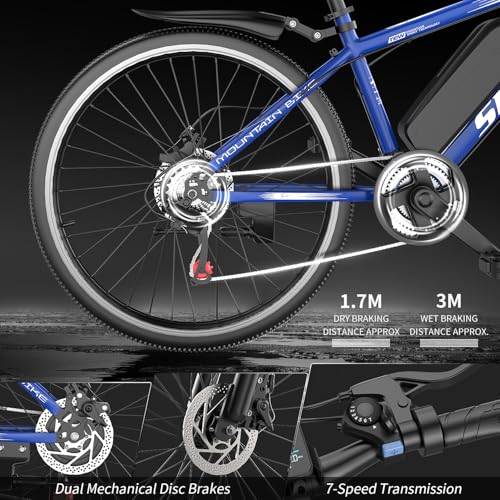 Image of Misodo Electric Bike for Adults, 1500W Peak Mountain Ebike with 25 MPH, 65 Miles Range, 7 Speeds, 48V 10Ah Removable Battery 26 inch Ebike for Commute