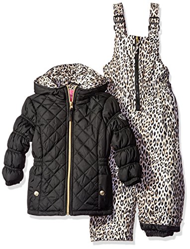 Pink Platinum Girls' Quilted Snowsuit with Cheetah Print