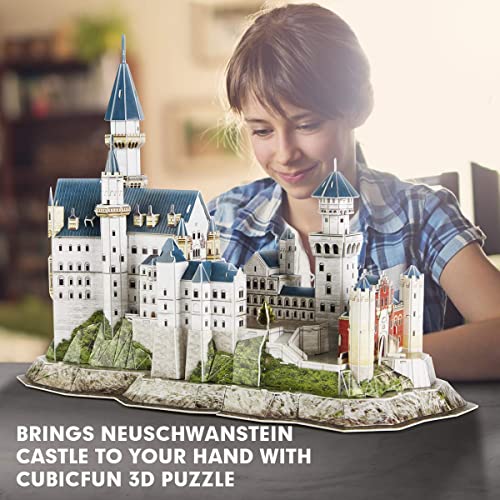 Cubicfun 3D Neuschwanstein Castle Puzzles For Adults And Teens, Germany Architecture Building Model Kits Toys Stress Relief Gifts For Women And Men, 121 Pieces #TOP3