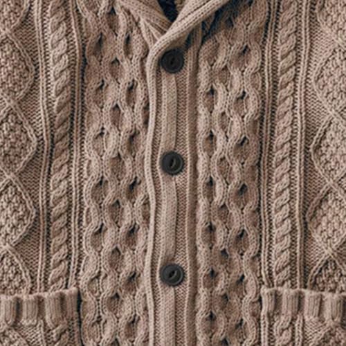 Men's Shawl Collar Button Down Cardigan Sweater Thick Cable Knit Winter Warm Knitwear Outerwear Vintage Classic Style3
