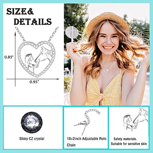 Horse Pendant Necklace for Girls Crystal Heart Pendant Necklaces Jewelry Gifts for Girls Daughter Granddaughter Niece Birthday2