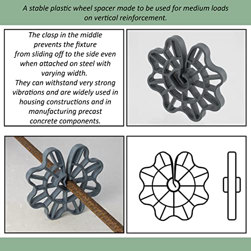 AERZETIX - C65229-50 Stück Bewehrung Keilen für betonstahl von Ø5 bis Ø16-30 mm überdeckung - für vertikale befestigung - schalungszubehör zum einclipsen - aus kunststoff - abstandshalter