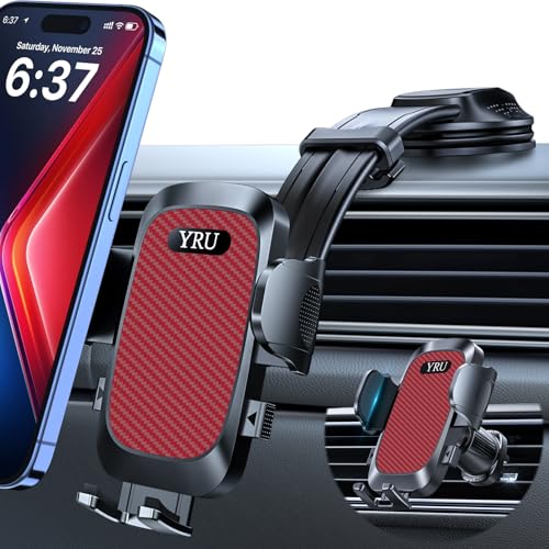 YRU [2025 Ultimate Car Phone Holder [Bendable & Adjustable Aluminum