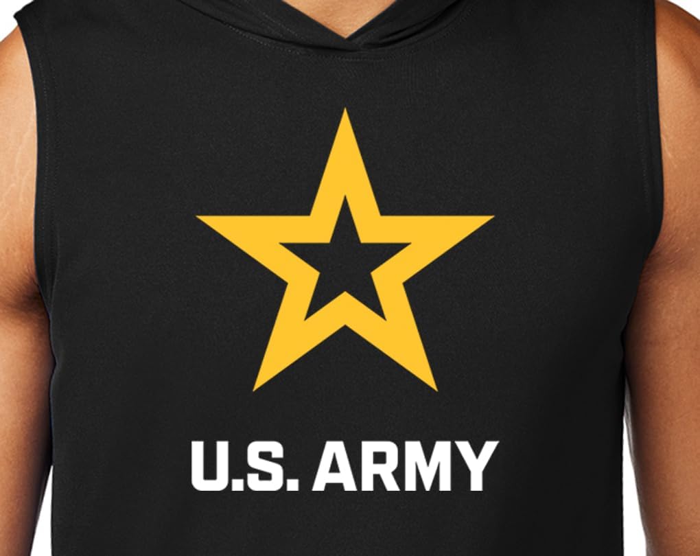 Buy Cool Shirts Men's US Army Logo White Large Print Muscle Hoodie T-Shirt