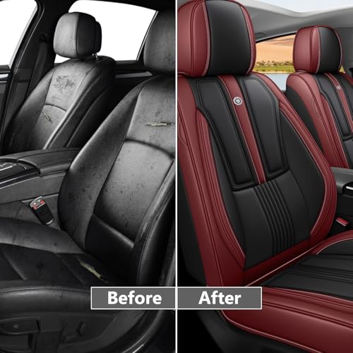 Image of Custom Car Seat Cover for Jeep Gladiator 2020-2026,Easy install,Black Red | nappa leather seat protector,full coverage seat covers,all weather seat cover,waterproof,anti-slip,easy clean,2 seat Standard