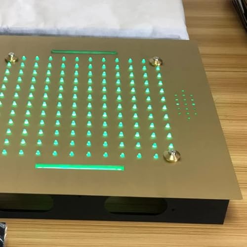 Trento Led Musical 20" Touch Panel Controlled Thermostatic Recessed Ceiling Mount Brushed Gold Rainfall Mist Waterfall Shower System With Hand Shower And 6 Body Jets #TOP4