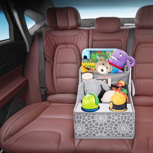Image of MULISOFT Car Seat Organizer- Backseat Car Organizer with 12 Storages Compartments and 2 Cup Holders, Organizers and Storage, Front Seat for Travel Kids,Gray