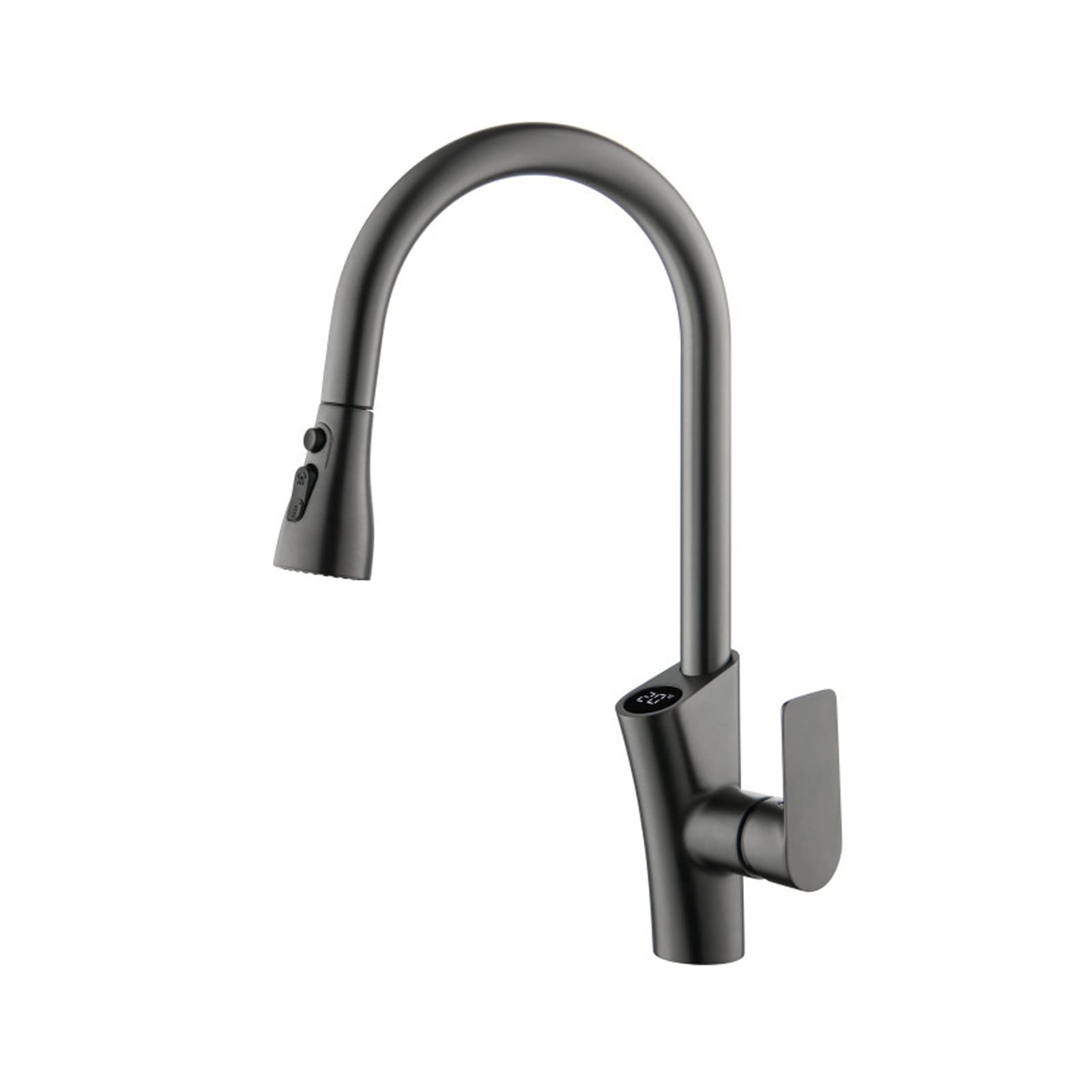 Robinet de cuisine anti-brûlure avec indicateur de température et jet extractible