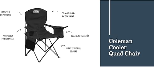Miniatura 9 de Coleman Portable Camping Chair with 4-Can Cooler, Cushioned Seat & Back with Side Pockets & Cup Holder, Carry Bag Included, Great for Camping