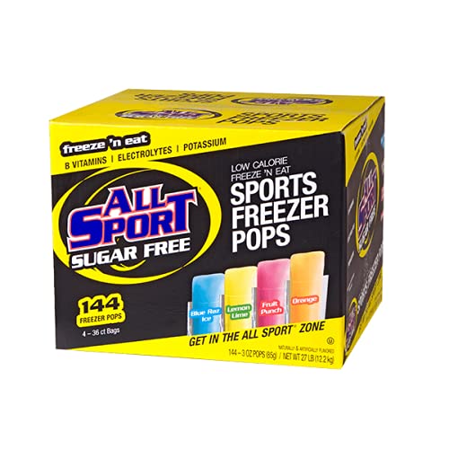 All Sport Zero Hydration Freezer Pops (Case Of 144) - Each Case Includes 1 Mircofiber Cooling Towel, Blue (Variety Pack (Sugar Free)) #TOP3