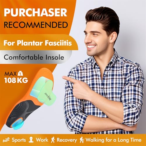 Orthopädische Einlegesohlen für Herren & Damen, Plantar Fasciitis Fußgewölbestütze Einlagen Schuhe für Fersensporn, Plattfuß, Fußschmerz, Komfort Memory Foam Schuheinlagen