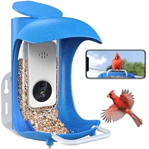 Smart Bird Feeder with Camera, HD Visual Storage Feeders, Night Video Camera, Heavy Duty Base for Waterproof Outside/Yard/House/Tree