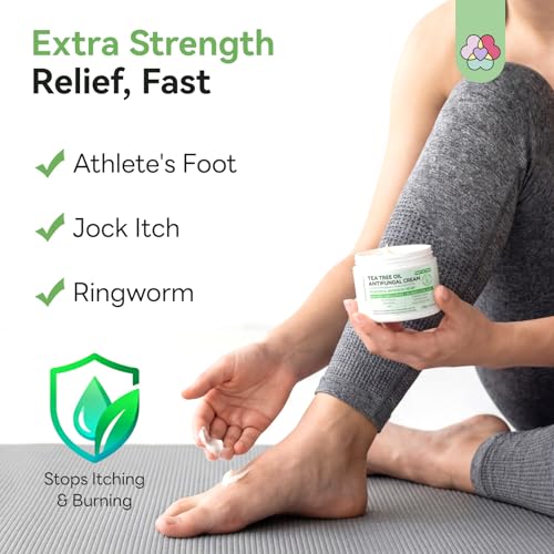 Image of SAVILAND Antifungal Cream 120g Extra Strength: Max 25% Undecylenic Acid Fungal Cream for Skin Athletes Foot Jock Itch Ringworm Foot Fungus Treatment Natural Skin Relief with Tea Tree & Oregano Oil
