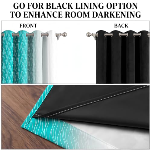 Image of Ultimate Trends Ombre Blackout Curtains for Bedroom Room Darkening Curtains for Living Room,Energy Saving,Thermal Insulated Grommet Window Drapes, Teal and Greyish White, 6 FEET,2 Panels
