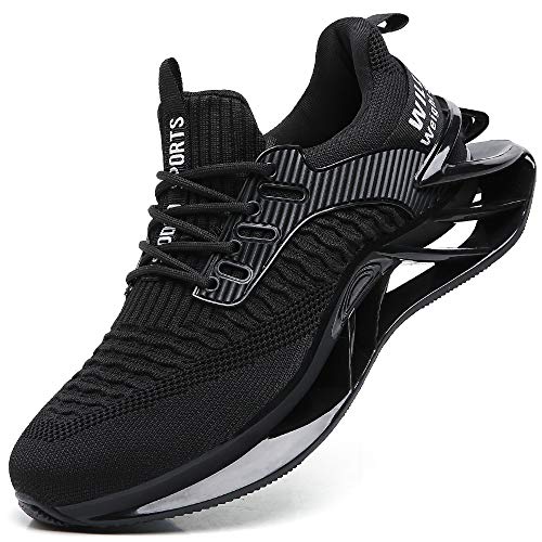 Image of TSIODFO Sneakers for Men Fashion Running Shoes Mesh Breathable Slip on Athletic Walking Shoes Black Size 13
