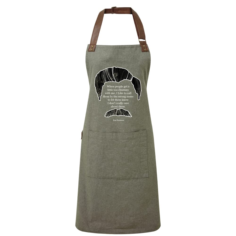 Giftme Men's Bib Apron - Moss Ron Swanson Quote Birthday Secret Santa Kitchen Cooking Adult/Annex Bib Apron. (Bib Apron - Moss)
