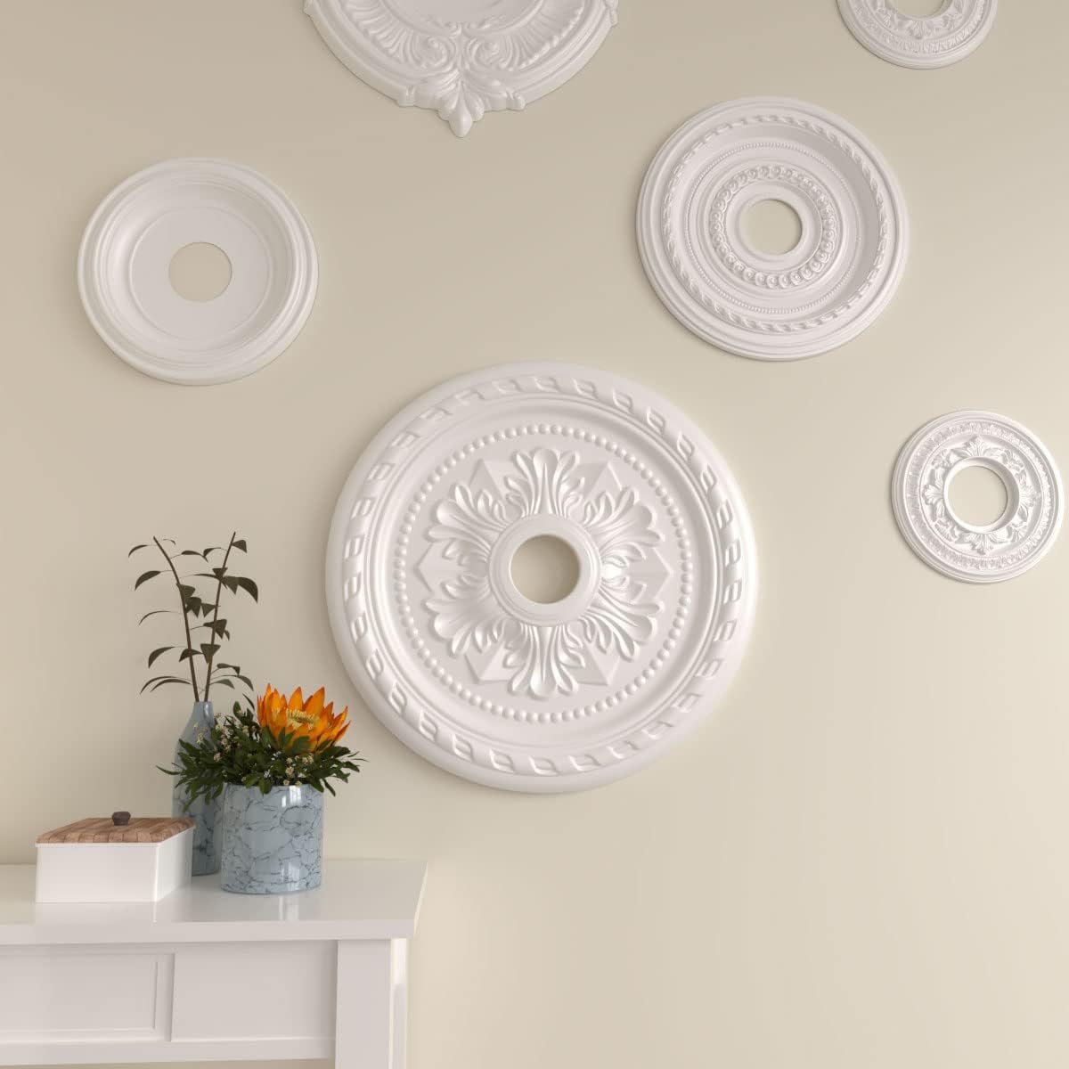 23 5/8"OD x 3 5/8"ID x 1 5/8"P Palmetto Ceiling Medallion (Fits Canopies up to 3 5/8")