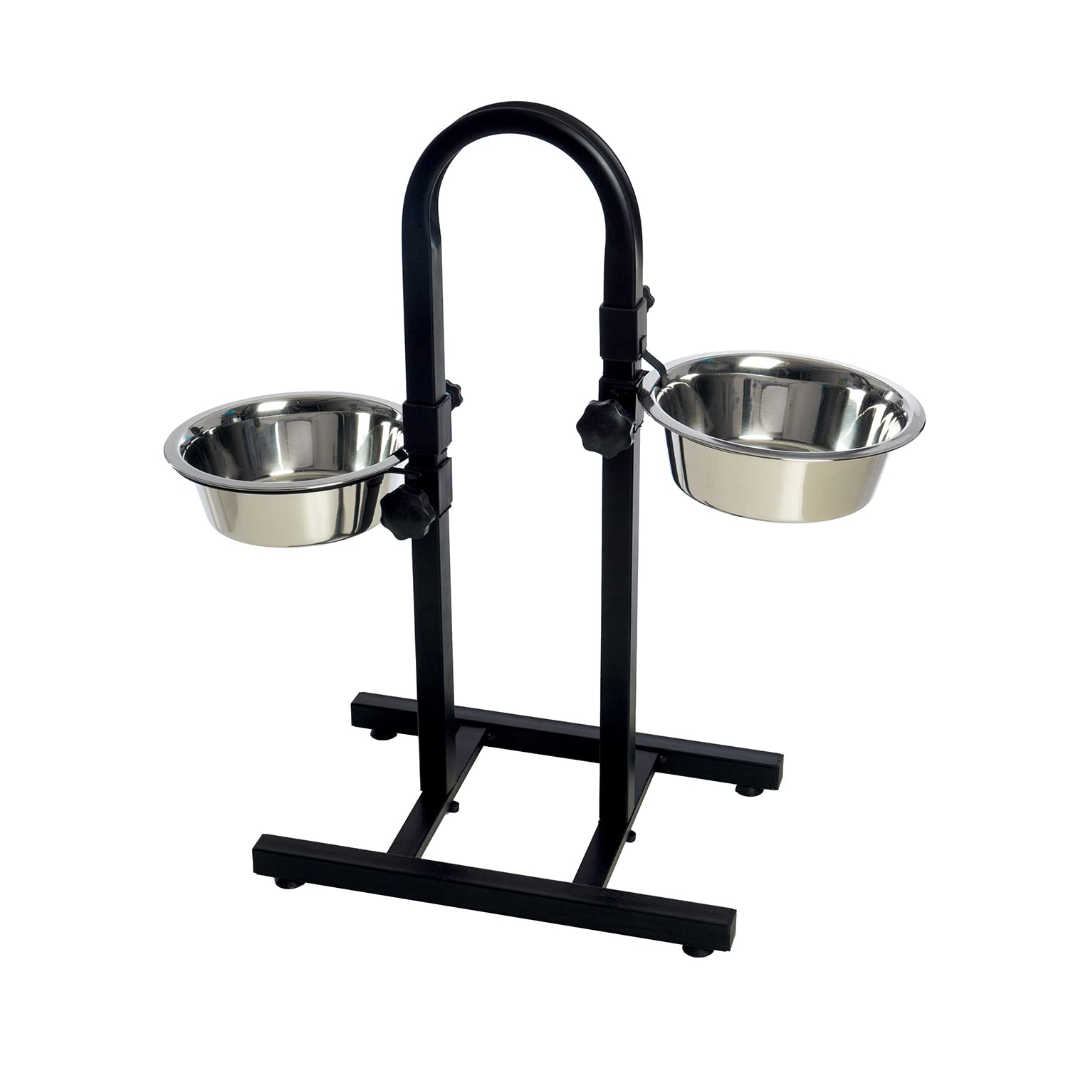 Leopet Supporto Rialzato ad U Regolabile con 2 Ciotole 1800 ml. in Acciaio Inox Altezza 60 cm