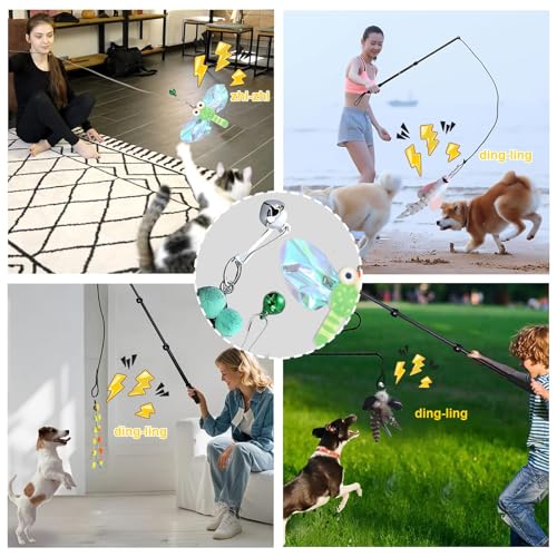 REDKNOT 12 Stück Reizangel Hunde Profi Ausziehbar Interaktive Hundespielzeug mit 2 Tauen, 8 Hund Kauspielzeug Springspielzeug mit Lautes Papier, Glocken für Kleine Große Hunde Haustier Auslastung