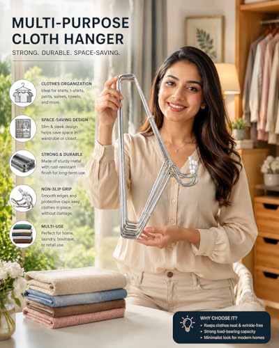 Image of Green Tales Clothes Wire Heavy Duty Stainless Steel Hangers with Non Slip Grooves, Ultra Thin Metal Space Saving Clothing Hanger 16.5 Inch (24)