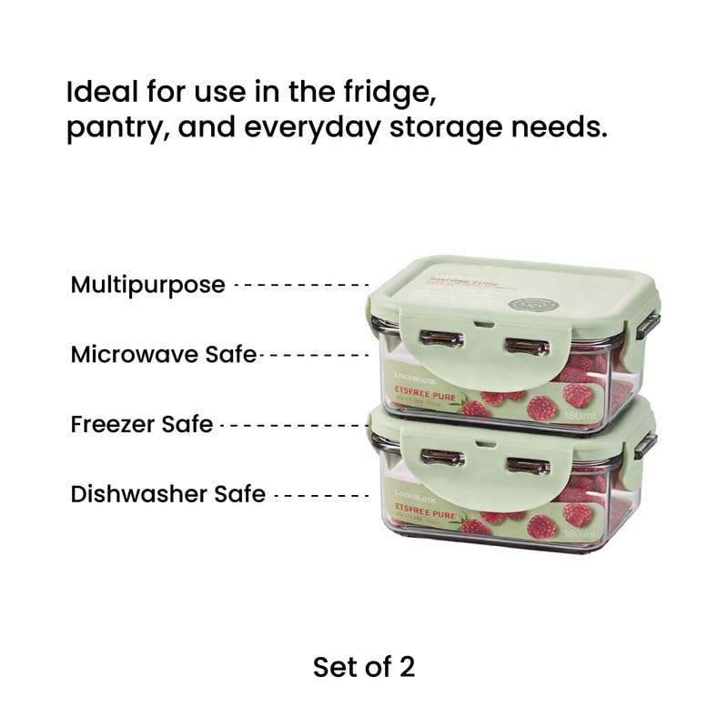 Image of LocknLock LBF805 Mini Food Storage Containers 180ml Each (Pack of 2) | Airtight, Leakproof, BPA-Free Plastic Snack Boxes | Stackable Small Containers for Fridge, Baby Food & Dry Storage