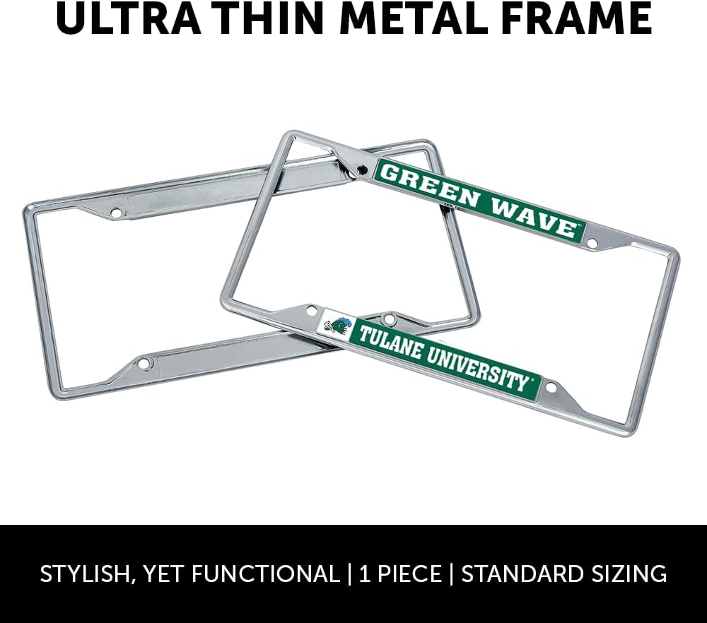 Desert Cactus Tulane University Green Wave Car Accessories Metal License Plate Frame and Tag Holder for Front or Rear of Car (Mascot) - Image 2