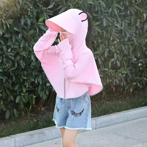 Generic Kids Long Sleeve Sun Protective Coat Outdoor Anti-𝚄𝚅 Ice Silk Breathable Big Hat Brim Zip Outdoor Hoodie Jacket3