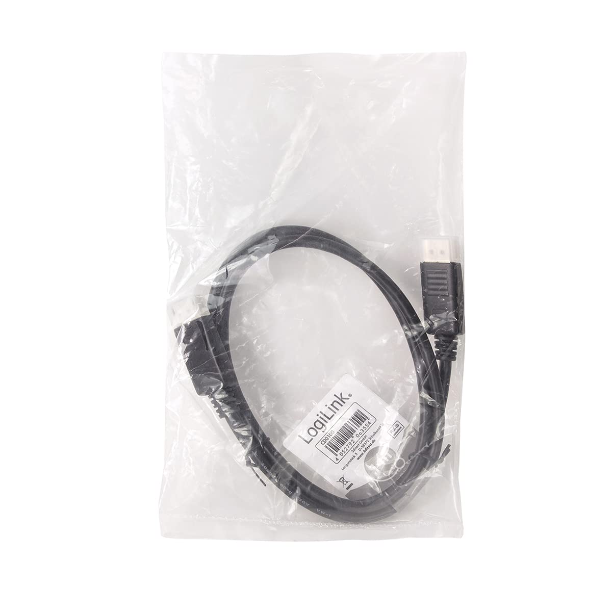 Logilink CD0100 - DisplayPort Cable, DP/M to DP/M, 4K/60Hz, CCS, Black, 1 m