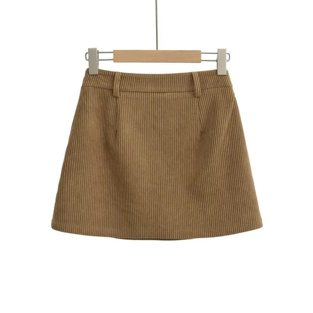 SWEPER Falda Corta De Mujer - Minifalda De Pana para Mujer, Falda Pantalón De Cintura Alta, Estilo Retro Americano, con Cremallera Lateral Simple, De Cintura Alta