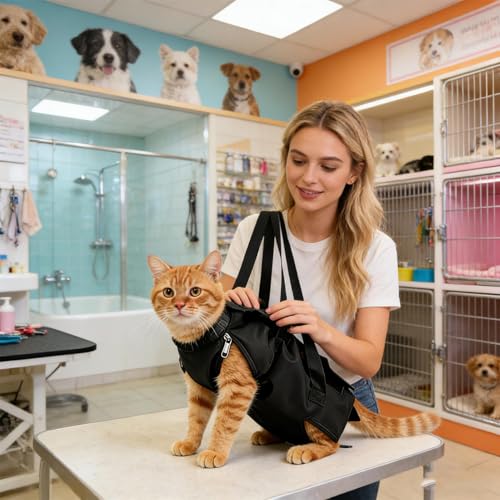 Bolsa de ducha para gatos antiarañazos con ajuste para uñas 2