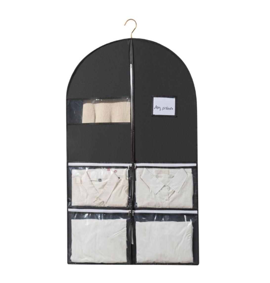 Bolsas De Traje Viaje Paquete De 5 Bolsas Para Ropa, Viaje Para Trajes Con Refuerzos 4 "y Bolsillos, Bolsa Vestir Para Colgar , Chaquetas, Camisas, Vestidos Almacenamiento De Ropa(Black,60*10*100cm)
