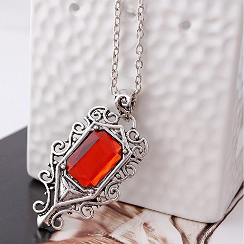 Wrisky Vintage Fashion Isabelle Lightwood's Ruby Silver Pendant Necklace Chain #TOP1