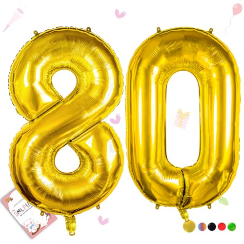 Image of 40 Inch Gold Number 80 Balloons, 80th Birthday Party Decorations