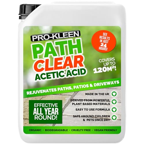 Pro-Kleen Path Cleaner Acetic Acid Concentrated 30% - Glyphosate Free - See Results In Hours, Double Strength - Eco-Friendly, Organic, Children and Pet Safe Once Dry (5 Litres)