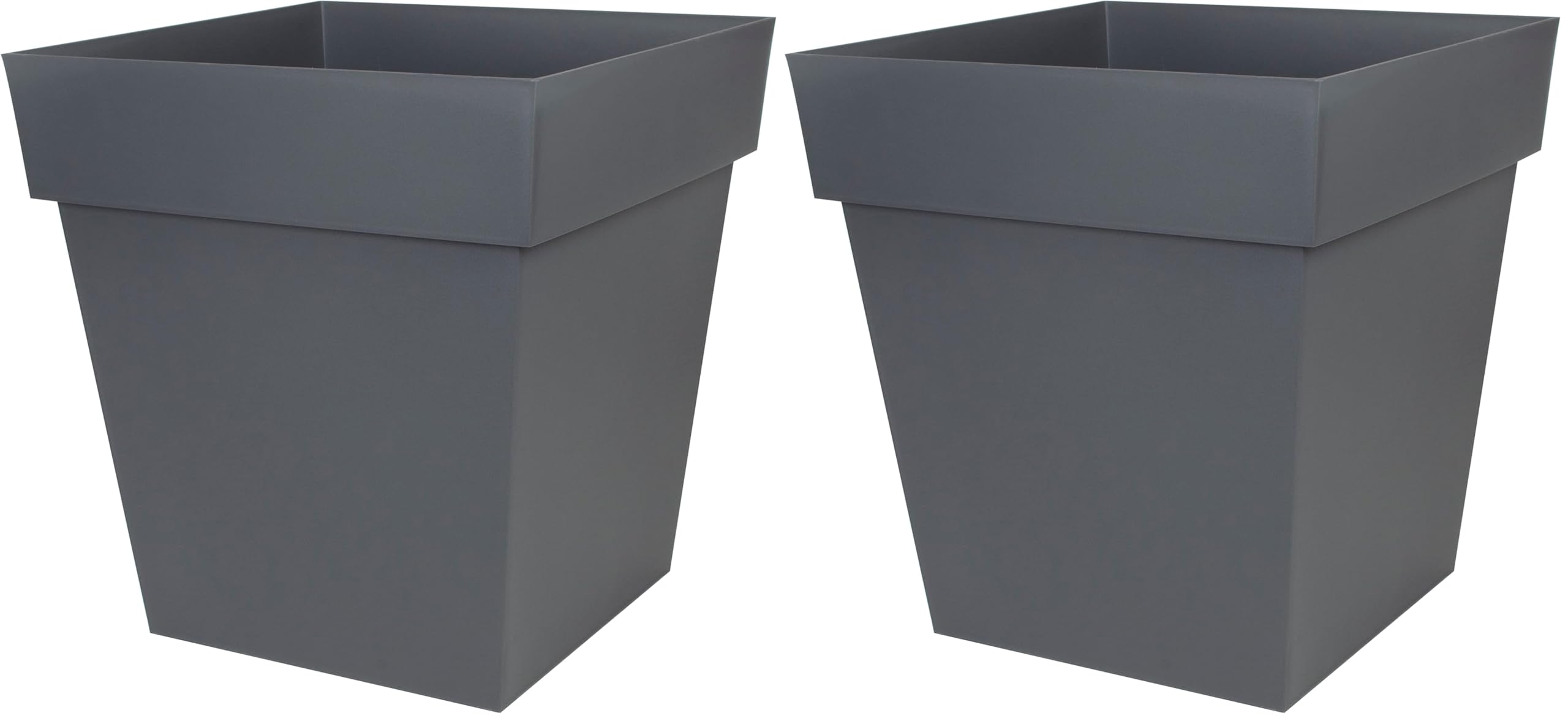 EDA - Pot de Fleur Carré Toscane 50 cm - Volume 87 L - 49,5 x 49,5 x H.52,5 cm - Gris Anthracite (Lot de 2)