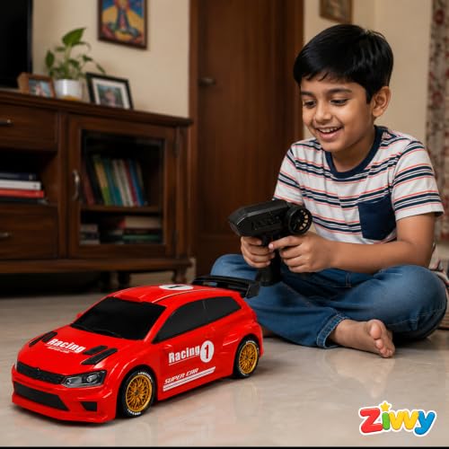 Image of Red Remote Control Car Toy | Volks Wagin | Rechargeable Remote Control Car | 2.4G Remote Control | Tire Replacement | High Speed Motor | 100m Range | LED Light | Birthday Gift for Kids