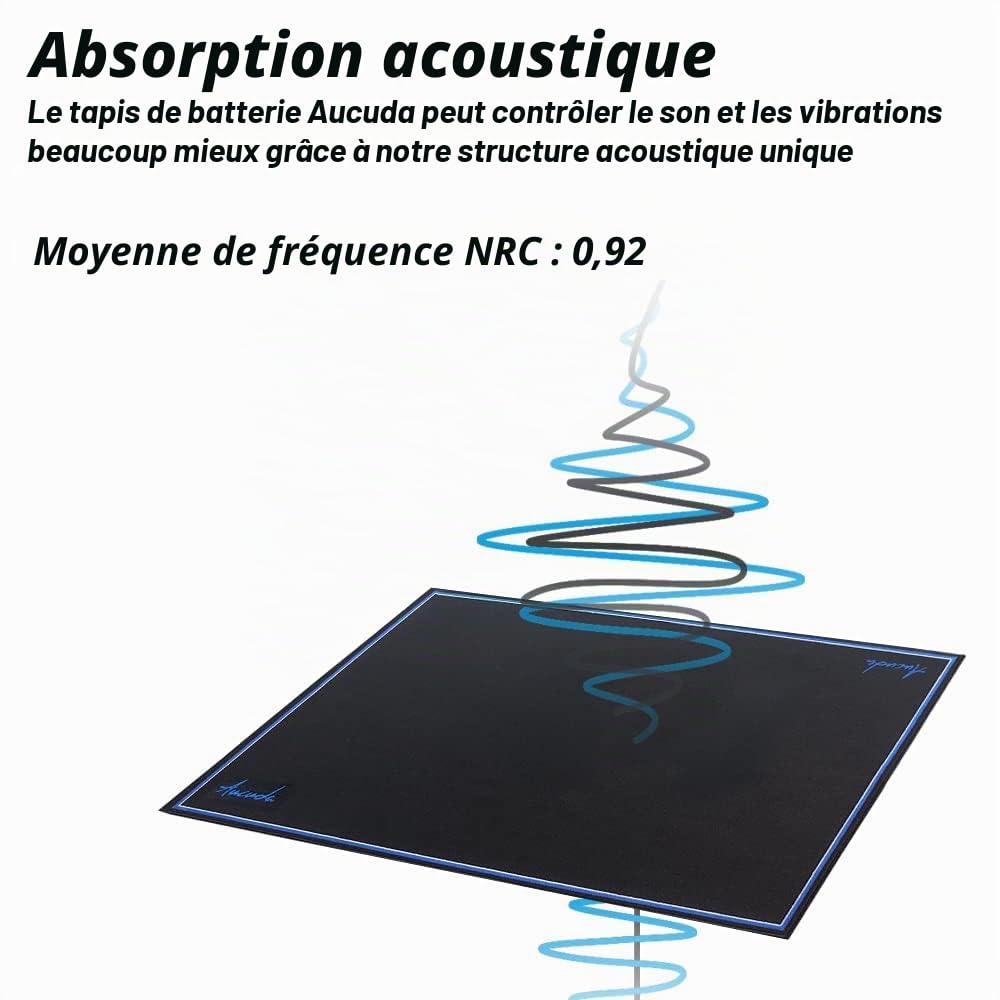 Aucuda Tapis de tambour antidérapant, insonorisant, 120 x 140 cm, pour enfants, tapis de batterie pour mini batterie et caisse claire