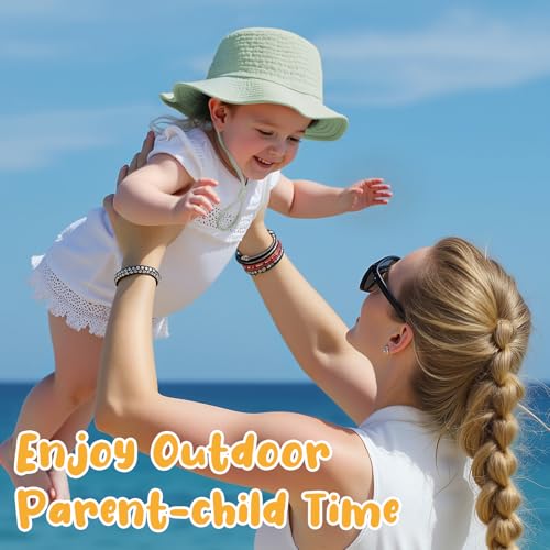 2 Pack Muslin Baby Sun Hat UPF 50+ Sun Protection Baby Bucket Hat with Wide Brim Beach Hats for Boys Girls4