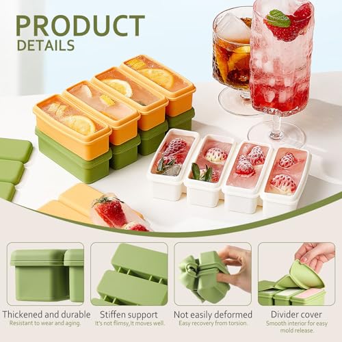 2 Pack de Bandejas de Cubos de Hielo de Silicona con Tapa miniatura 4