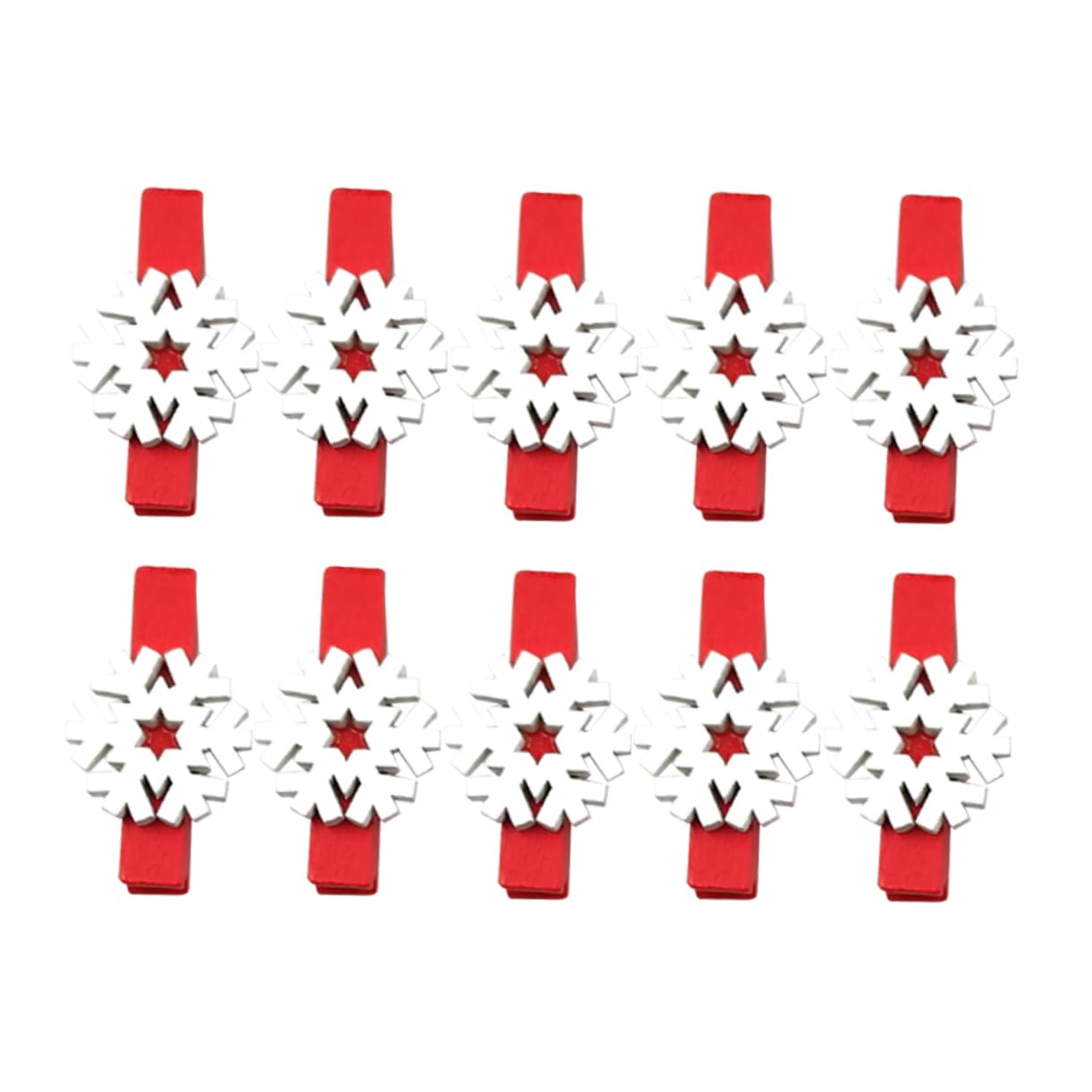 Happyyami 25Pcs Mini Snowflake Wooden Clips Decorative Clothespins for Photos Cards and Crafts Adorable Red Snowflake Design for Home and Holiday Displays