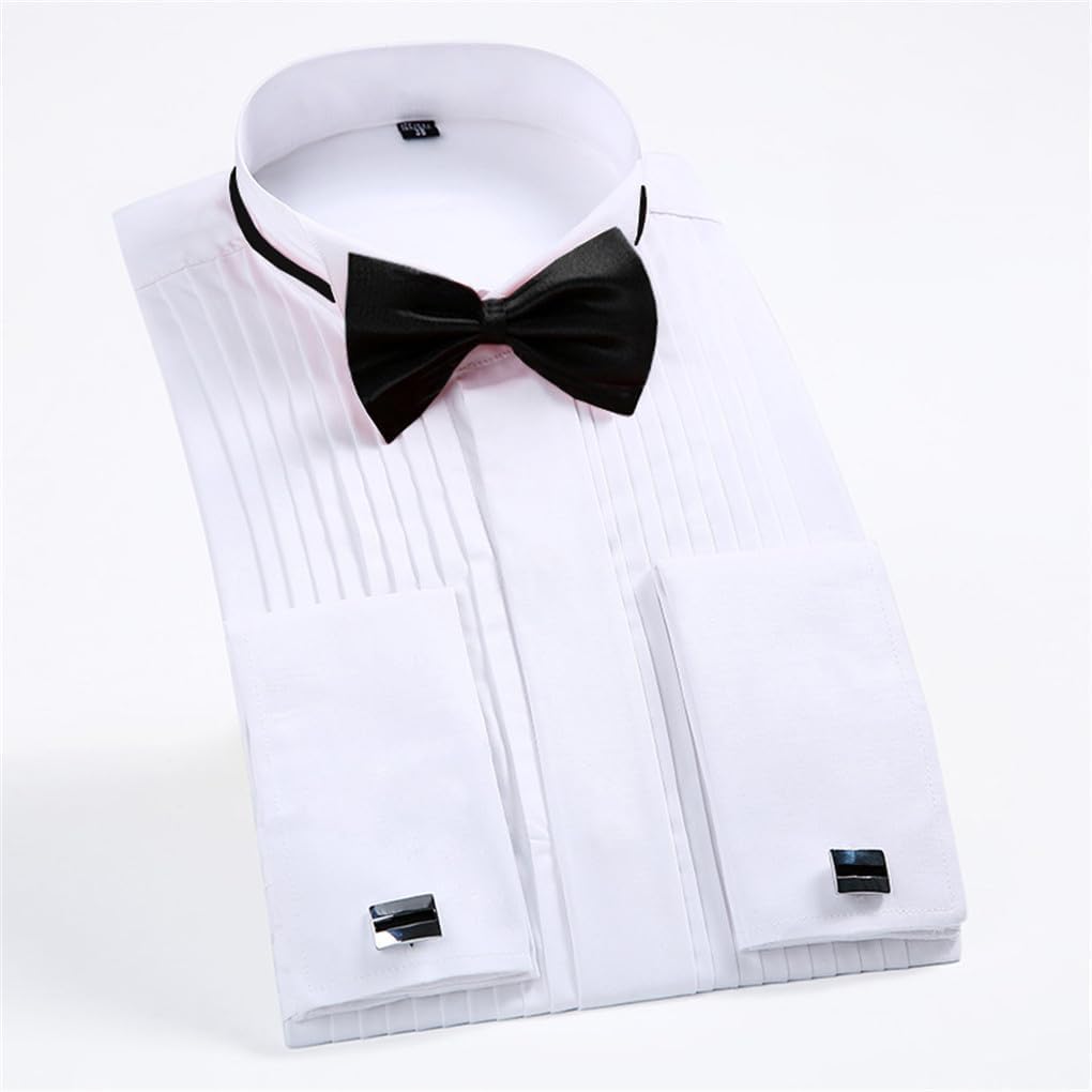 Klassisches Hemd für Herren, formelle Smokinghemden mit schwarzer roter Fliege, Party, Hochzeit, Bräutigam, Hemden, Oberteile, Rot, XXL