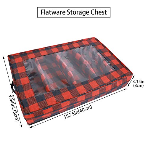 Flatware Storage Chest, Cutlery Container Box,Utensils Holder, Silverware Tray, Kitchen Knife Drawer Organizer, 5 Compartments, Removable Lid, Transparent Window,2 Handles and Large Capacity - Thumbnail 7