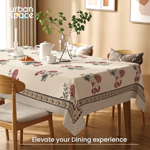 Image of Urban Space Sicilia Table Linen Collection - Premium Water & Stain Resistant Dining Table Cover for 4 Seater, Anti Skid Table Cloth for Center Table (Sunday Garden, 4 Seater 52 inch x 72 inch)