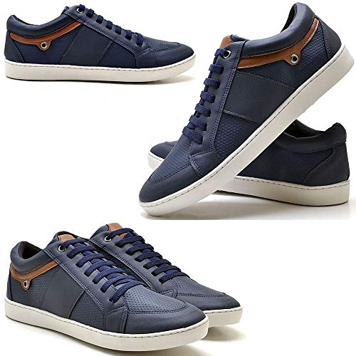 Kit 3 Pares Tênis Sapatênis Casual Masculino Sola Costurada Conforto Sapato Cor:Preto,Vermelho e Azu