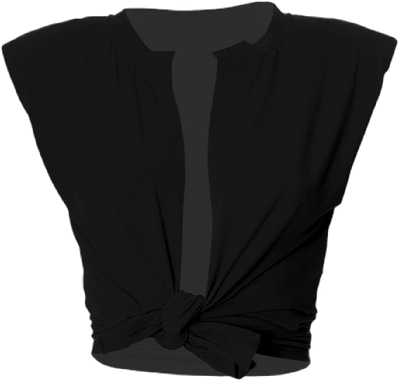 Avanova Women's Sleeveless Open Front Crop Top Sexy Tie Knot T-Shirt Basic Solid - Image 3