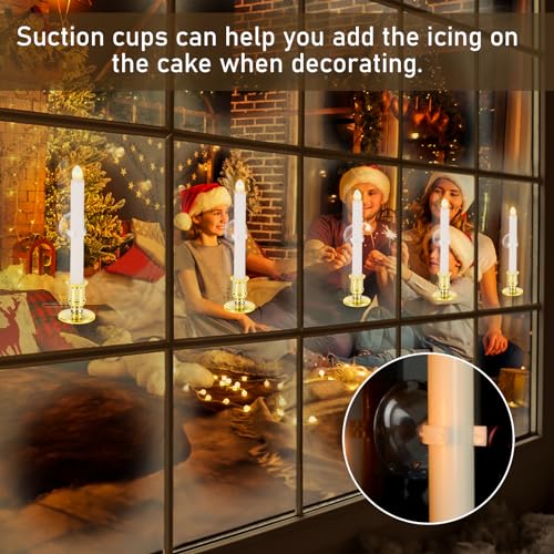 Velas LED de Navidad para ventana con mando y ventosas paquete de 8 5